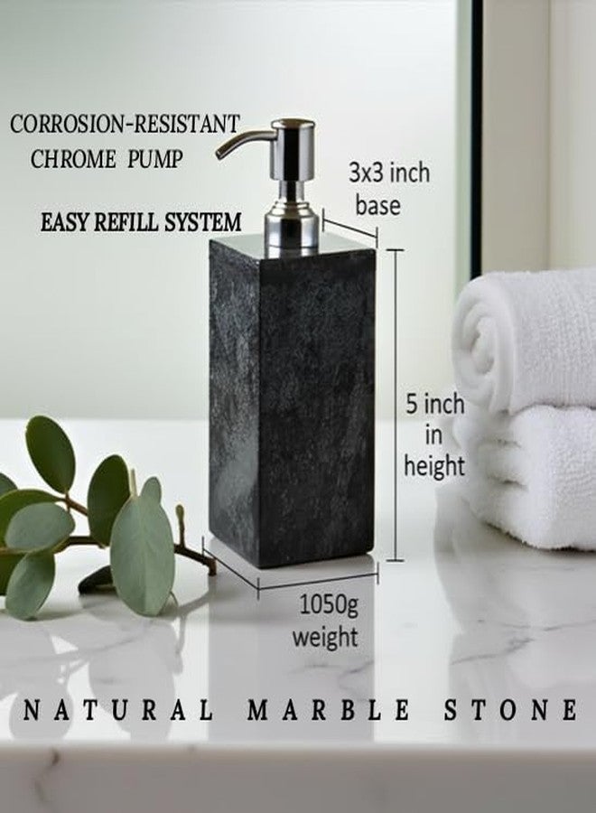 A ONE DESIGN طقم إكسسوارات فاخر لغسل اليدين من الرخام الأسود بتصميم موحد، مكون من 4 قطع، طقم حمام فاخر - Image 5